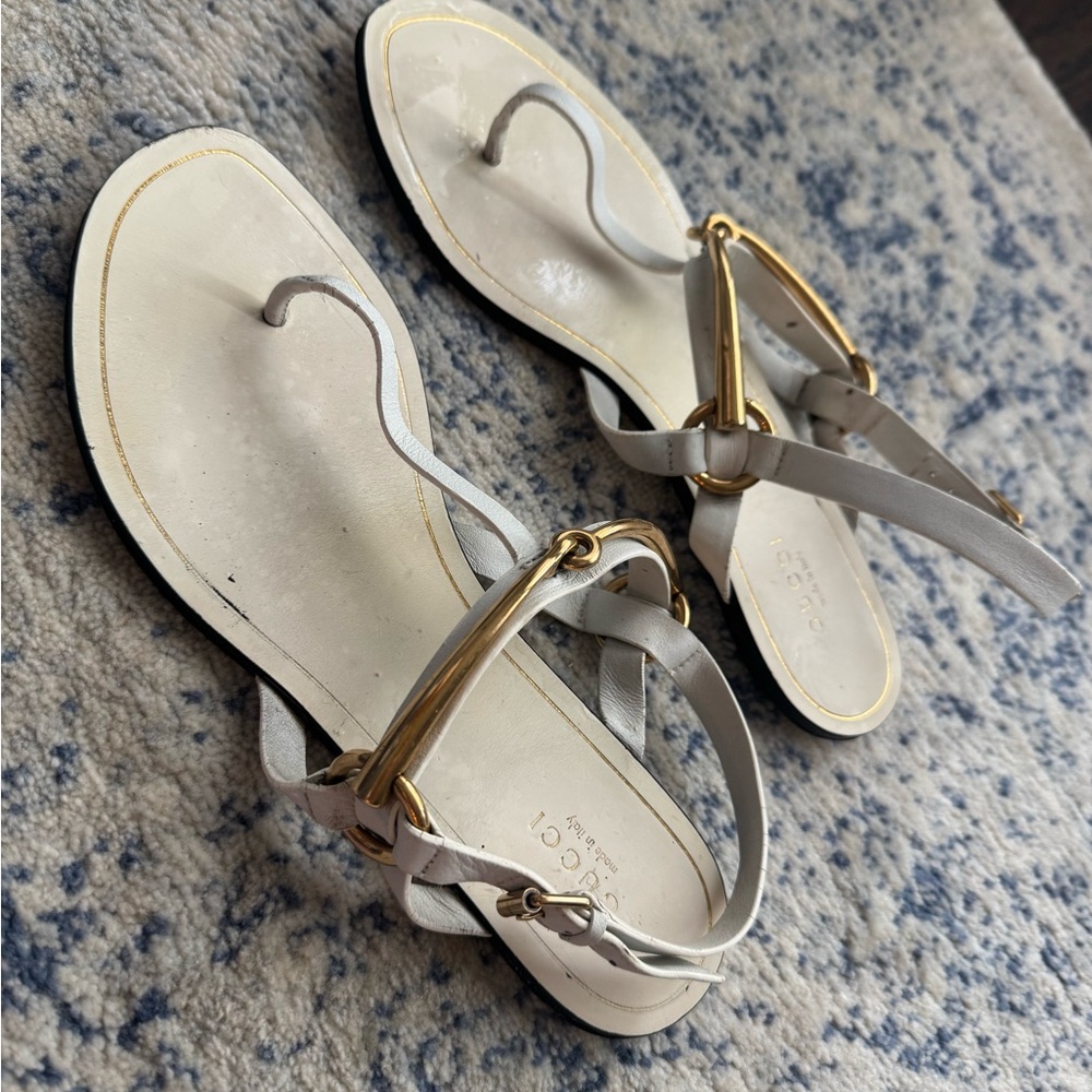 Gucci White and Gold Sandals with Metallic Straps. Come with box - Picture 3 of 3